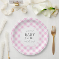 Pale Pink Gingham Plaid Sweet Baby Girl