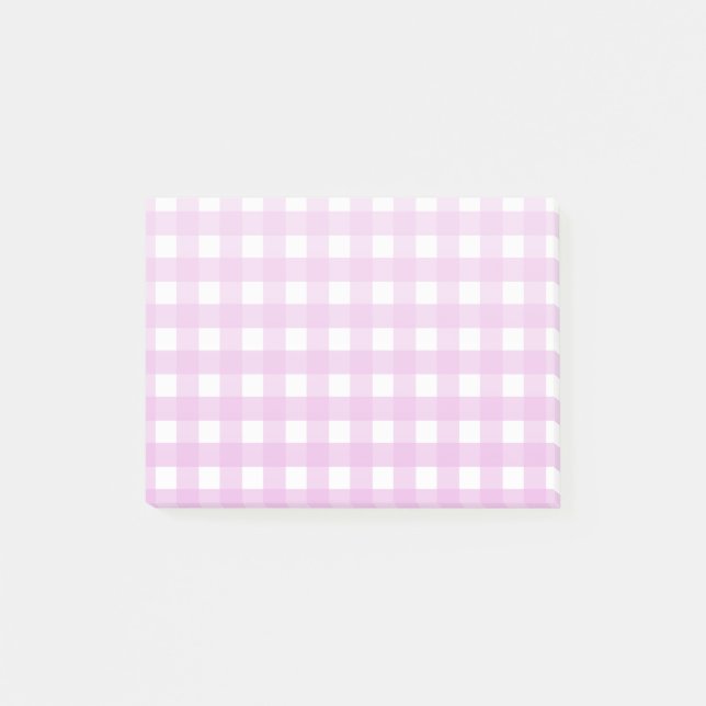 Pale pink gingham post-it notes (Front)