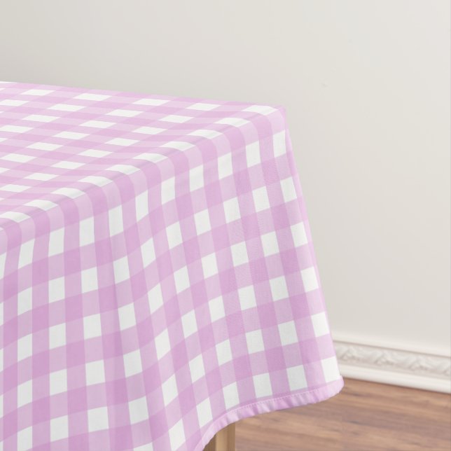 Pale pink gingham tablecloth (In Situ)