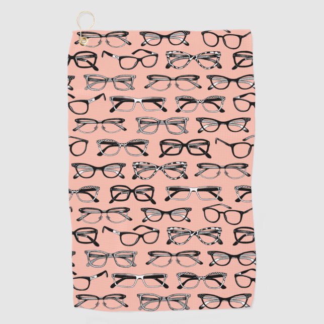 Pale Pink Glasses, Eyeglasses, Eyewear Golf Towel (Front)