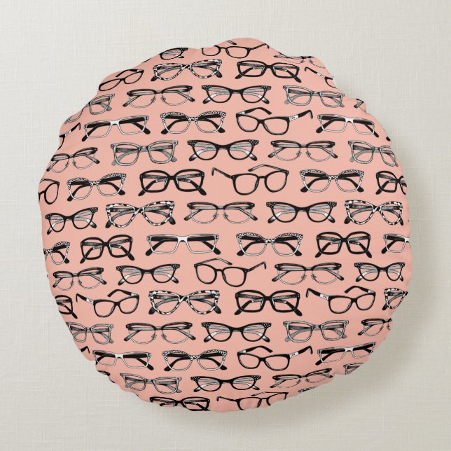 Pale Pink Glasses, Eyeglasses, Eyewear Round Cushion (Back)