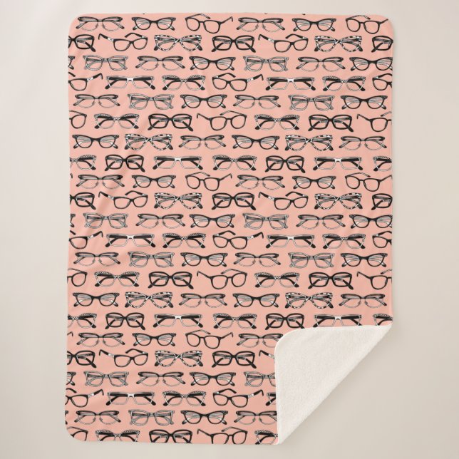 Pale Pink Glasses, Eyeglasses, Eyewear Sherpa Blanket (Front)