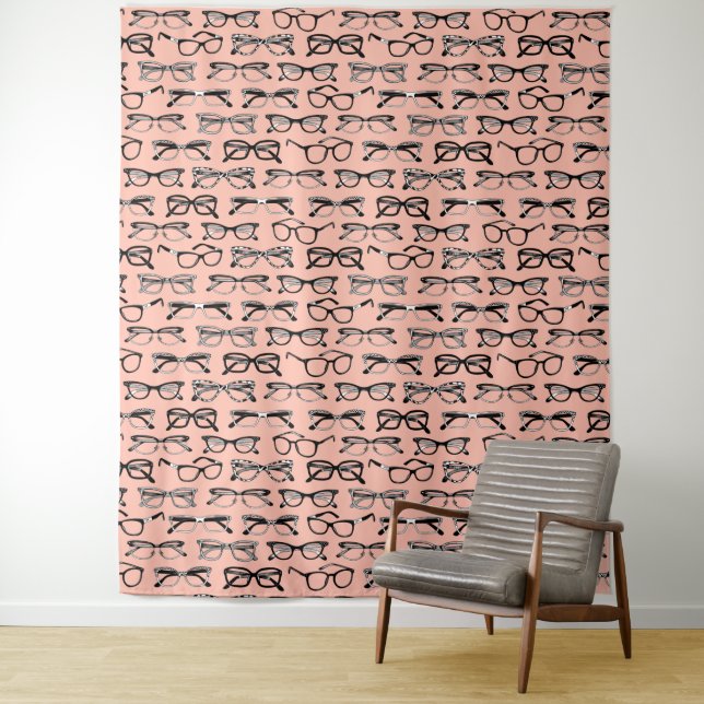 Pale Pink Glasses, Eyeglasses, Eyewear Tapestry (In Situ)