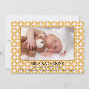 Pale Pink Gold Glitter Pattern -Birth Announcement