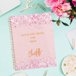 Pale pink gold name script 2025 planner<br><div class="desc">A pale pink background decorated with confetti.  Personalise and add a name. The name is written with a large modern hand lettered script,  signature style. Perfect for school,  work or organising your personal/family life.</div>