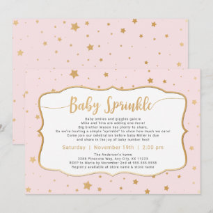 Pale Pink Gold Stars Baby Sprinkle Invitation