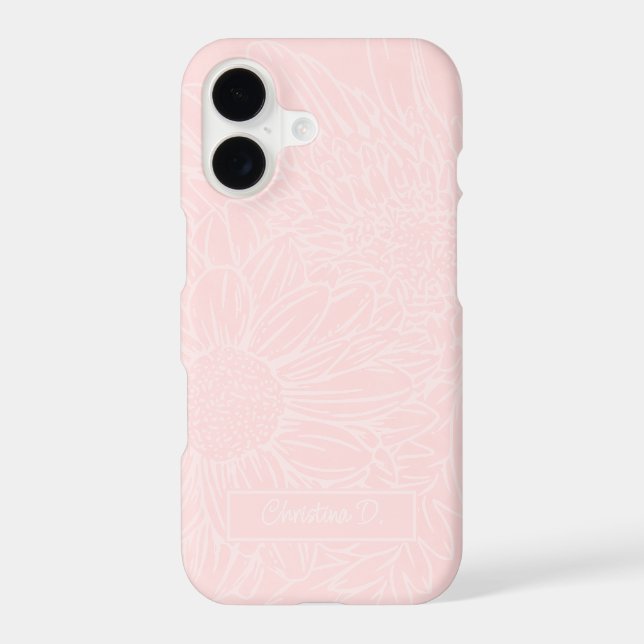 Pale Pink Grunge with Name and Chrysanthemums (Back)