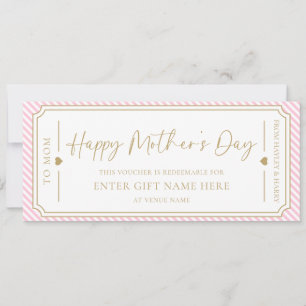Pale Pink Happy Mother's Day Gift Voucher Card