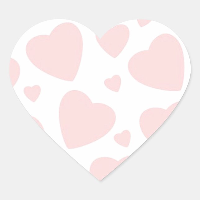 Pale Pink Hearts Heart Sticker (Front)