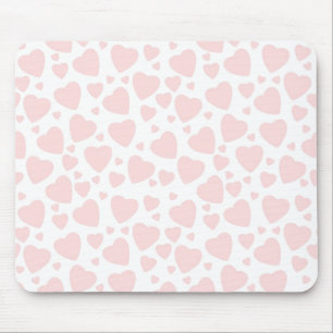 Pale Pink Hearts Mouse Pad