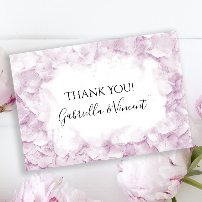 Pale Pink Hydrangea Watercolor Wedding Thank You  (Creator Uploaded)