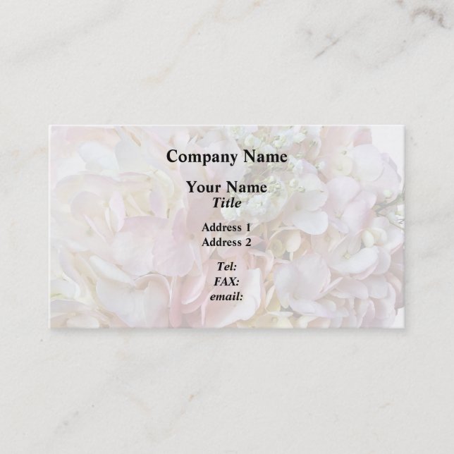 Pale Pink Hydrangea With Baby Breath Business Card (Front)