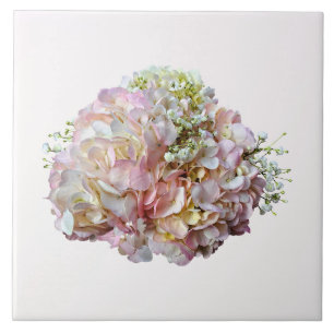 Pale Pink Hydrangea With Baby Breath Ceramic Tile