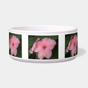 Pale Pink Impatiens Flower Dog Bowl