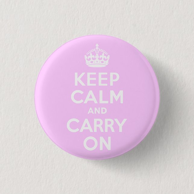 Pale Pink Keep Calm and Carry On 3 Cm Round Badge (Front)