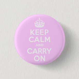 Pale Pink Keep Calm and Carry On 3 Cm Round Badge