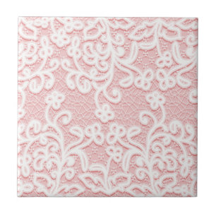 Pale pink lace,white,vintage,victorian,girly,cute, tile