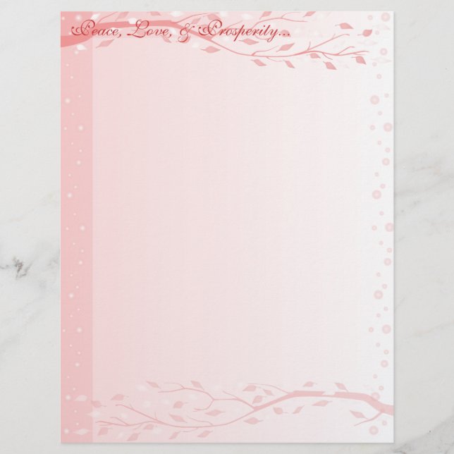 Pale Pink Leafy Branches Letterhead (Front)