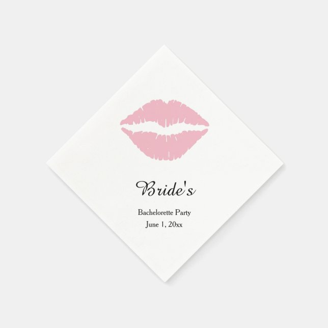 Pale Pink Lipstick Bachelorette Party Napkin (Corner)