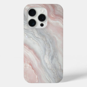 Pale Pink Marble with Silver Highlights iPhone 15 Pro Case