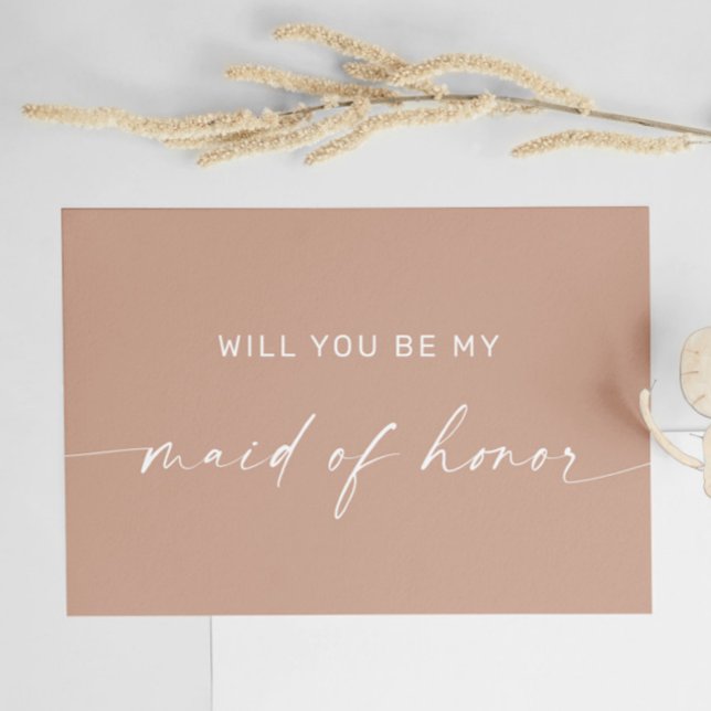 Pale Pink Minimalist Modern Maid of Honour Proposa Postcard (Creator Uploaded)