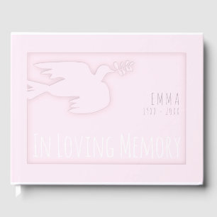 Pale Pink Modern Dove  Baby Celebration Guest Book