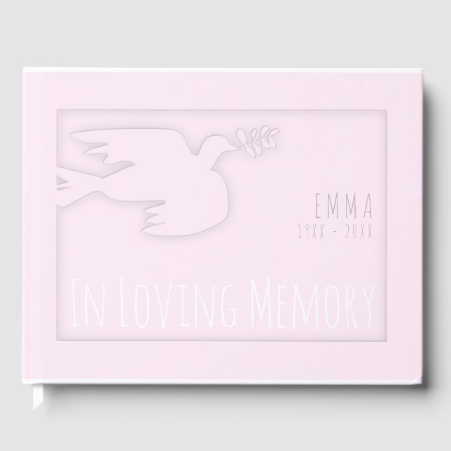 Pale Pink Modern Dove  Baby Celebration Guest Book (Front)