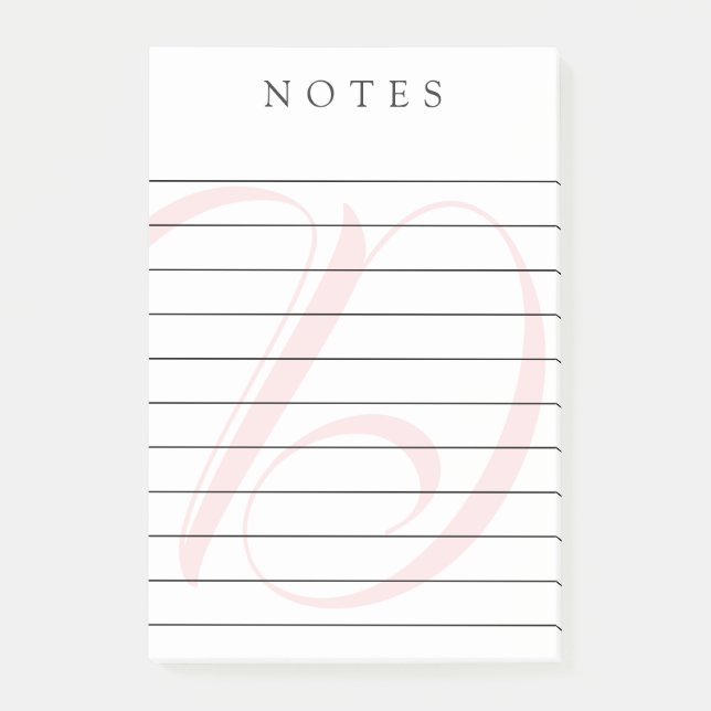 Pale Pink Monogram Lined Notes (Front)