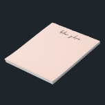Pale Pink Monogram Stylish Modern Feminine Pretty Notepad<br><div class="desc">Chic pale pink and black script monogram name.</div>
