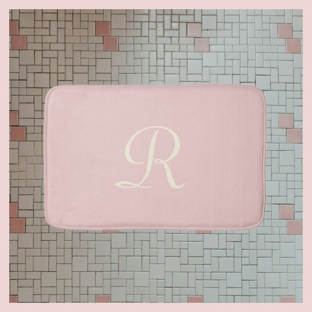 Pale Pink Monogrammed Plush Bath Mat (Creator Uploaded)