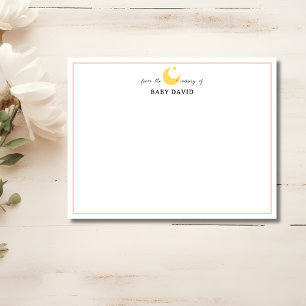 Pale Pink Moon Star Nursery Stationery Note Card