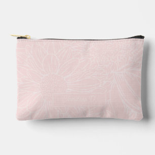 Pale Pink on Pink Chrysanthemums with Name Accessory Pouch