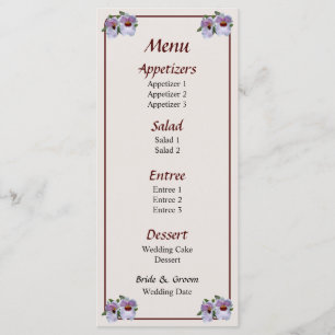 Pale Pink Orchid Wedding Menu