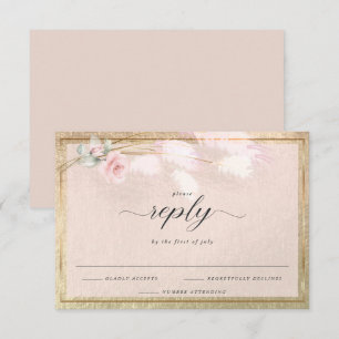 Pale Pink Pampas Grass Rosebud RSVP Card