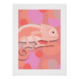 Pale Pink & Peach Chameleon Poster