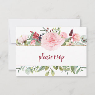 Pale Pink Peonies Greenery RSVP Card
