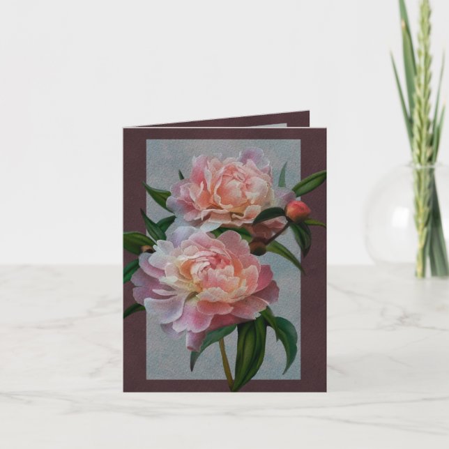 Pale Pink Peonies Greeting Card (Front)