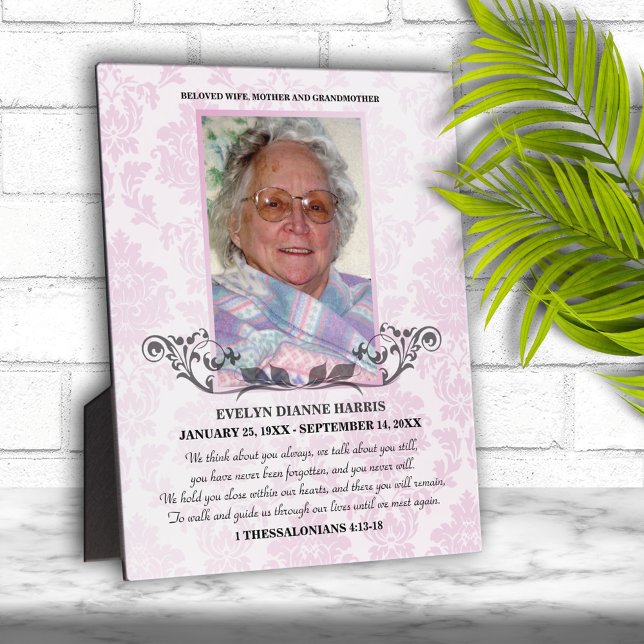 Pale Pink Photo Memorial Plaque (Creator Uploaded)