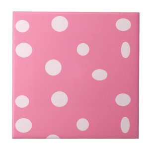 Pale pink polka dots on pink ceramic tile