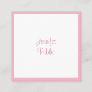 Pale Pink Professional Handwritten Template Modern Square Business Card