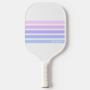 Pale Pink Purple Blue Stripes Personalised Text Pickleball Paddle