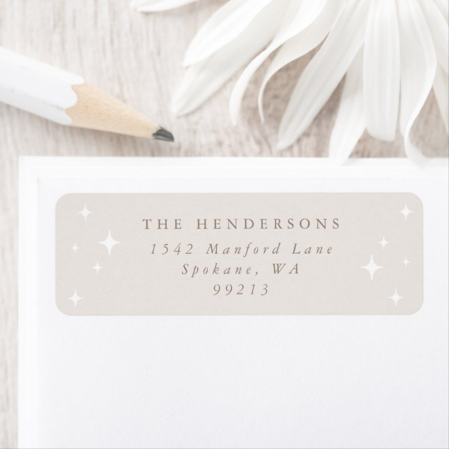 Pale Pink Retro Stars Return Address Return Address Label (Insitu)