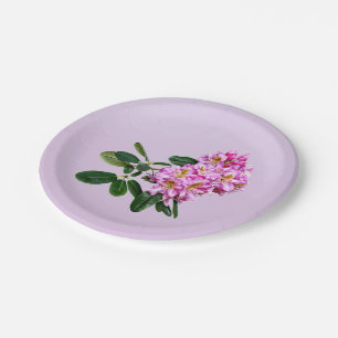 Pale Pink Rhododendron Paper Plate