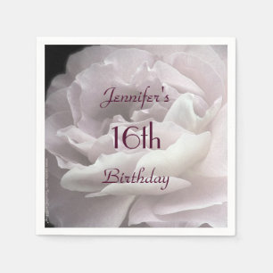 Pale Pink Rose, 16th Birthday Party Floral Paper Napkin