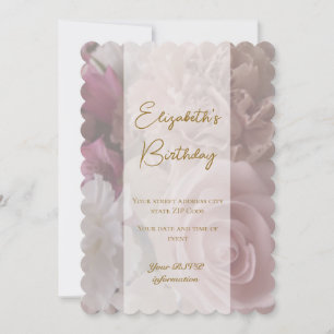 Pale Pink Rose Birthday Invitation Card