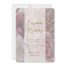 Pale Pink Rose Birthday Invitation Card