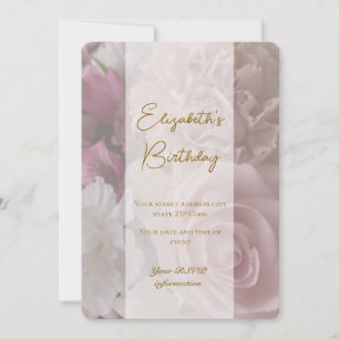 Pale Pink Rose Birthday Invitation Card