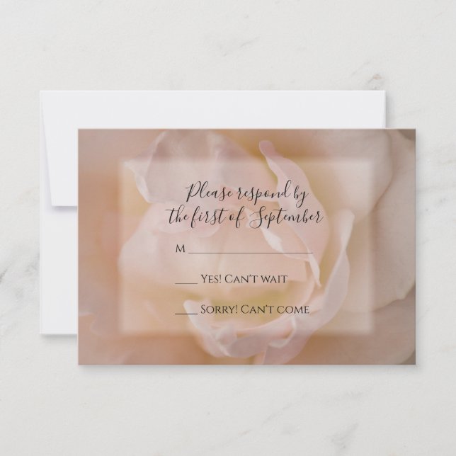 Pale Pink Rose Floral Wedding RSVP Response Card (Front)