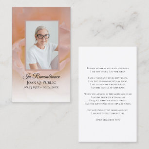 Pale Pink Rose Flower Funeral Memorial Prayer Business Card