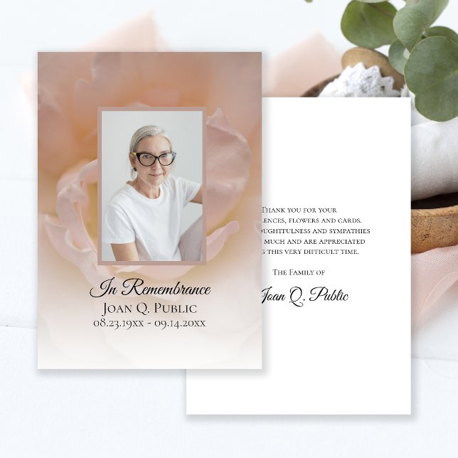 Pale Pink Rose Flower Petals Funeral Sympathy Thank You Card (Creator Uploaded)